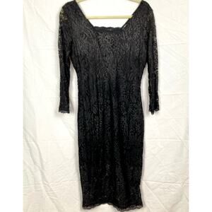 Candies Juniors L Black Lace Midi Bodycon Dress Witchy Whimsigoth Dark Romantic